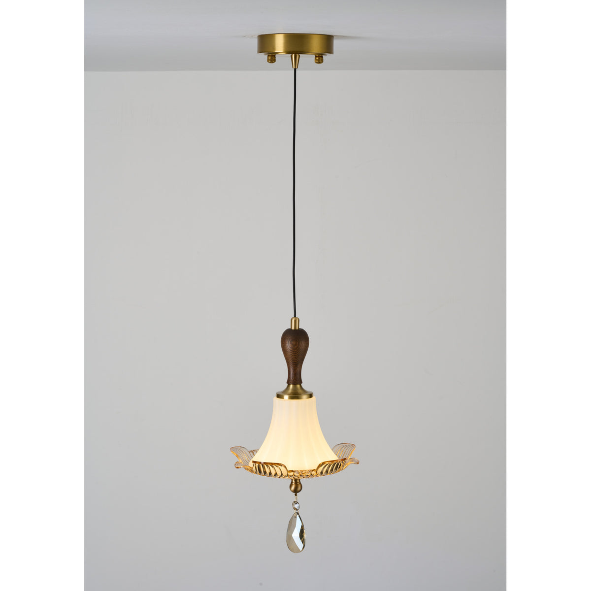 Supplier real photograph of Celestine Pendant A full view lit