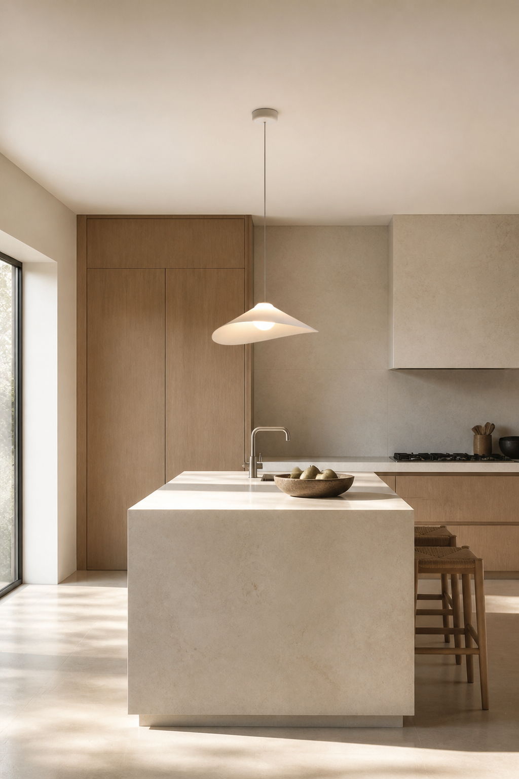Velaire Sculptural Wing Pendant Light 50 cm installed scene 3 with complete ceiling connection