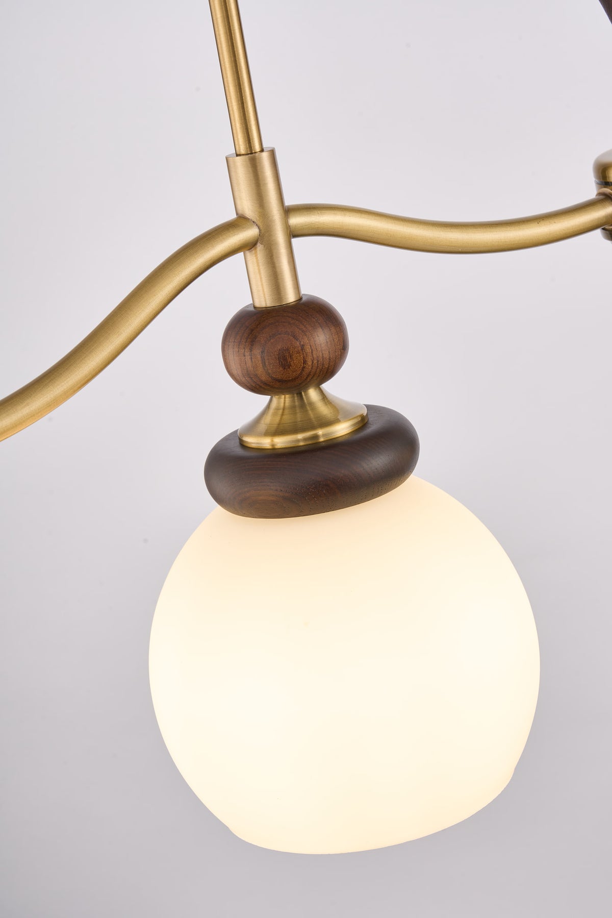 Supplier real detail of the Arclorune sweeping copper-toned chandelier bar