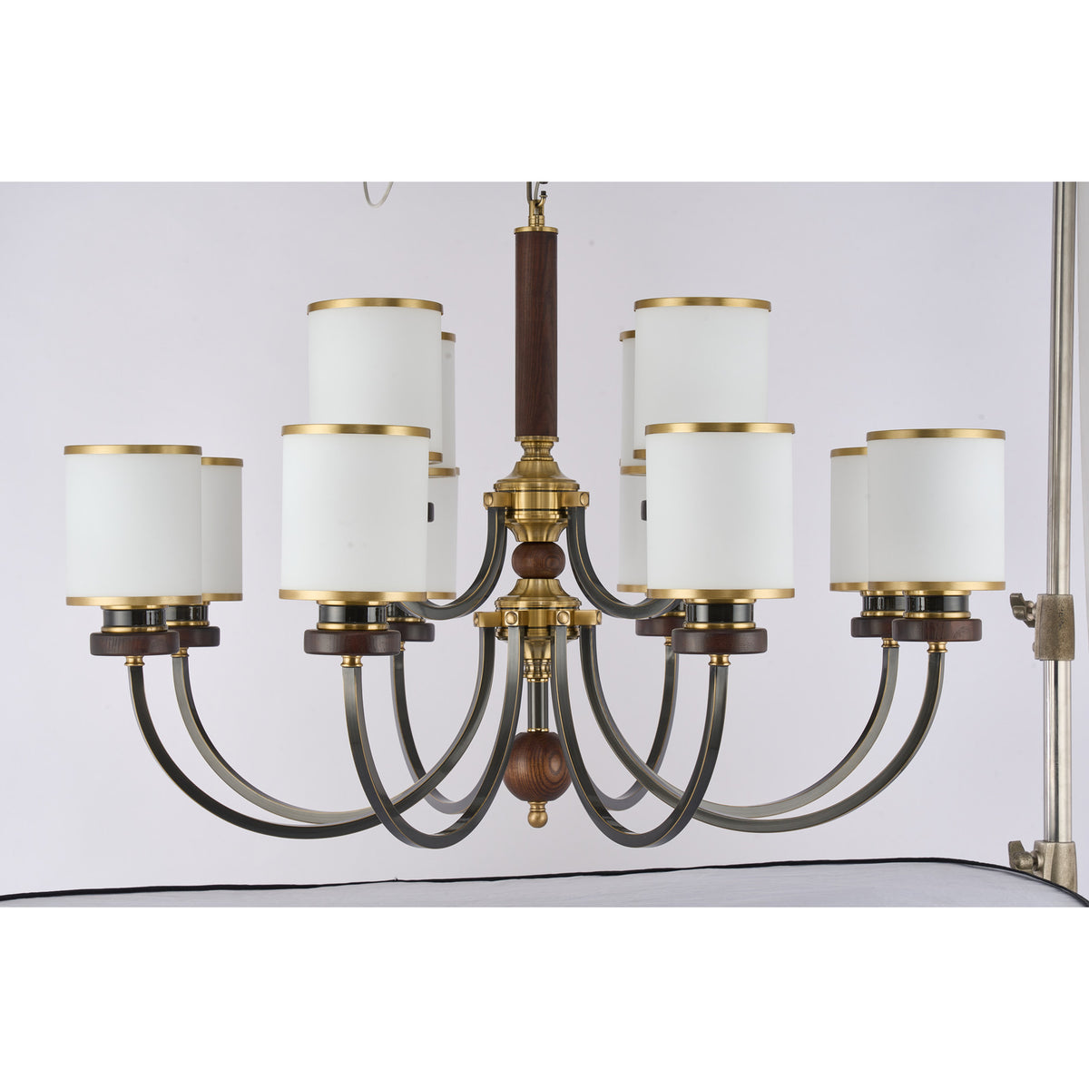 Supplier real photograph of the Ashbourne twelve-light two-tier chandelier complete front view