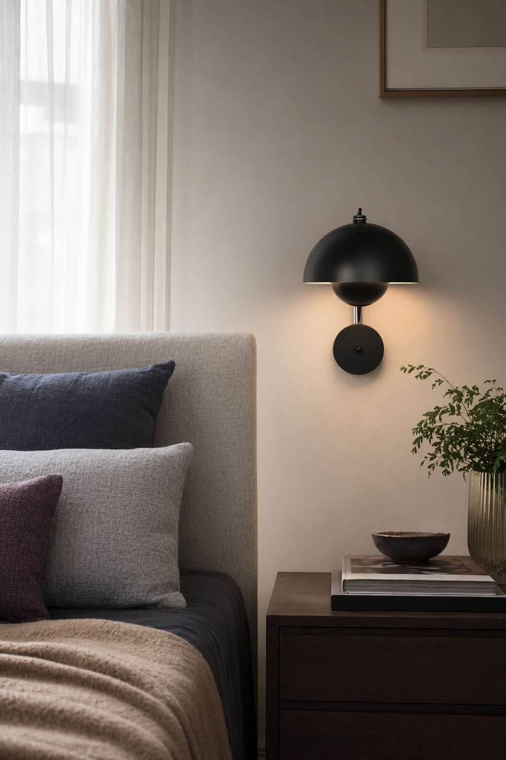 Modern Glossy Dome Wall Sconce - 06 06-bedroom-black