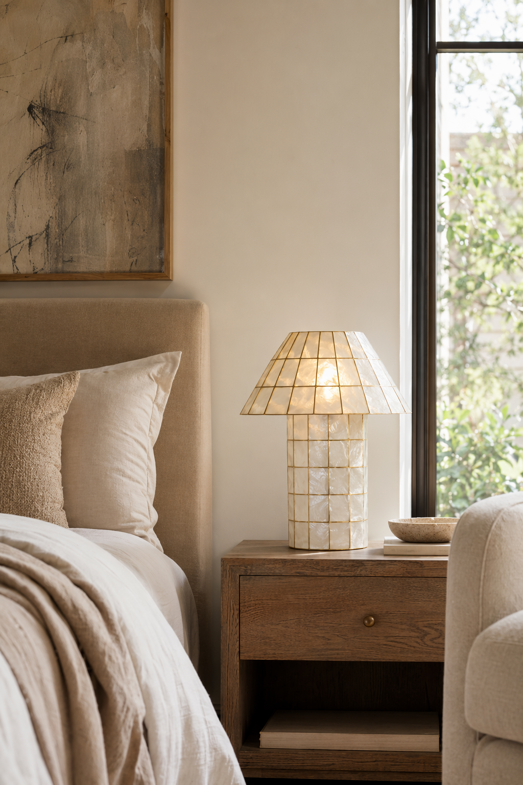 Modern Capiz Shell Mosaic Table Lamp - 06 06-bedroom-nightstand-wide
