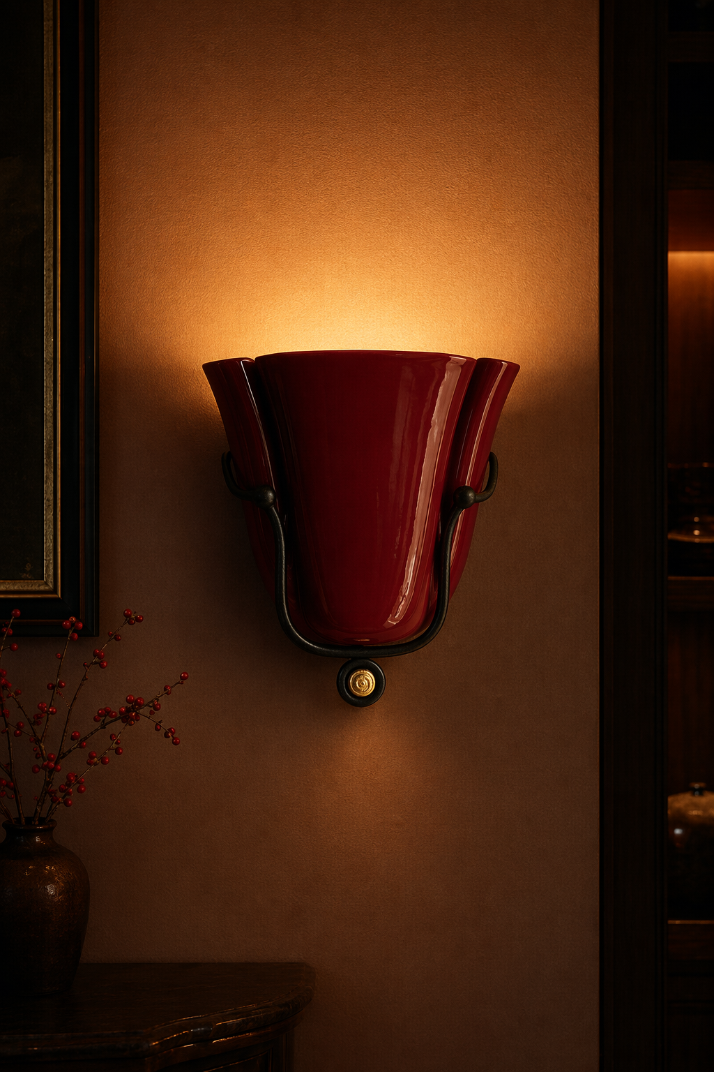 Modern Ceramic Vase Wall Sconce with Brass Accent - product image 08