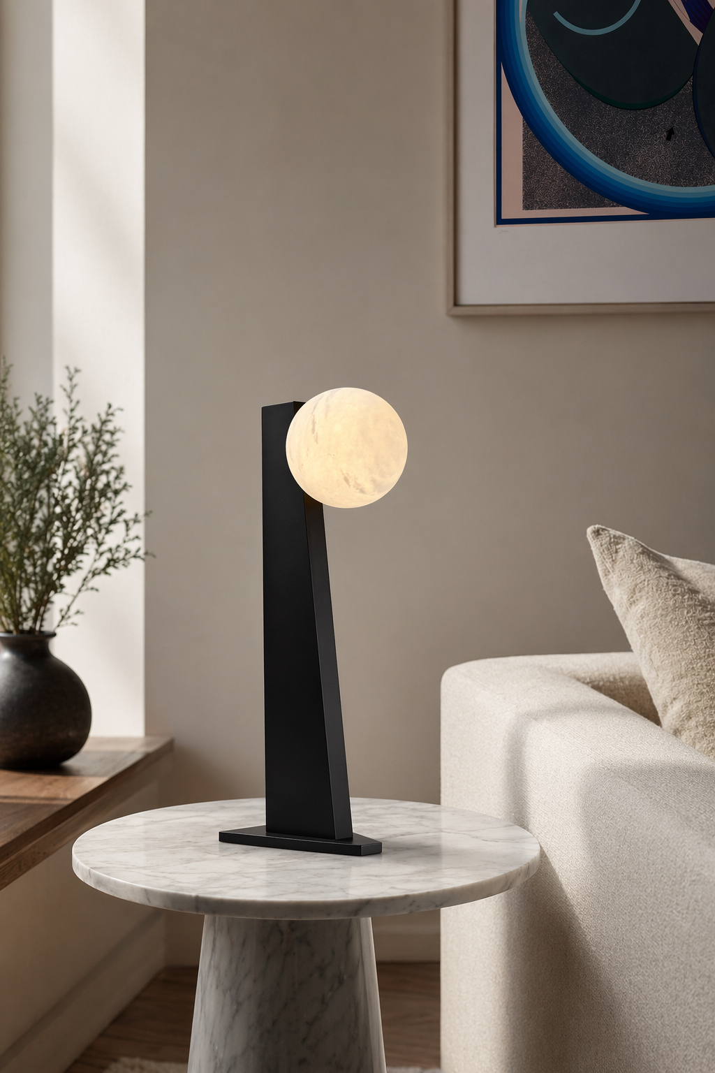 Modern Tapered Globe Table Lamp - generated main 06 06-close-room-angle