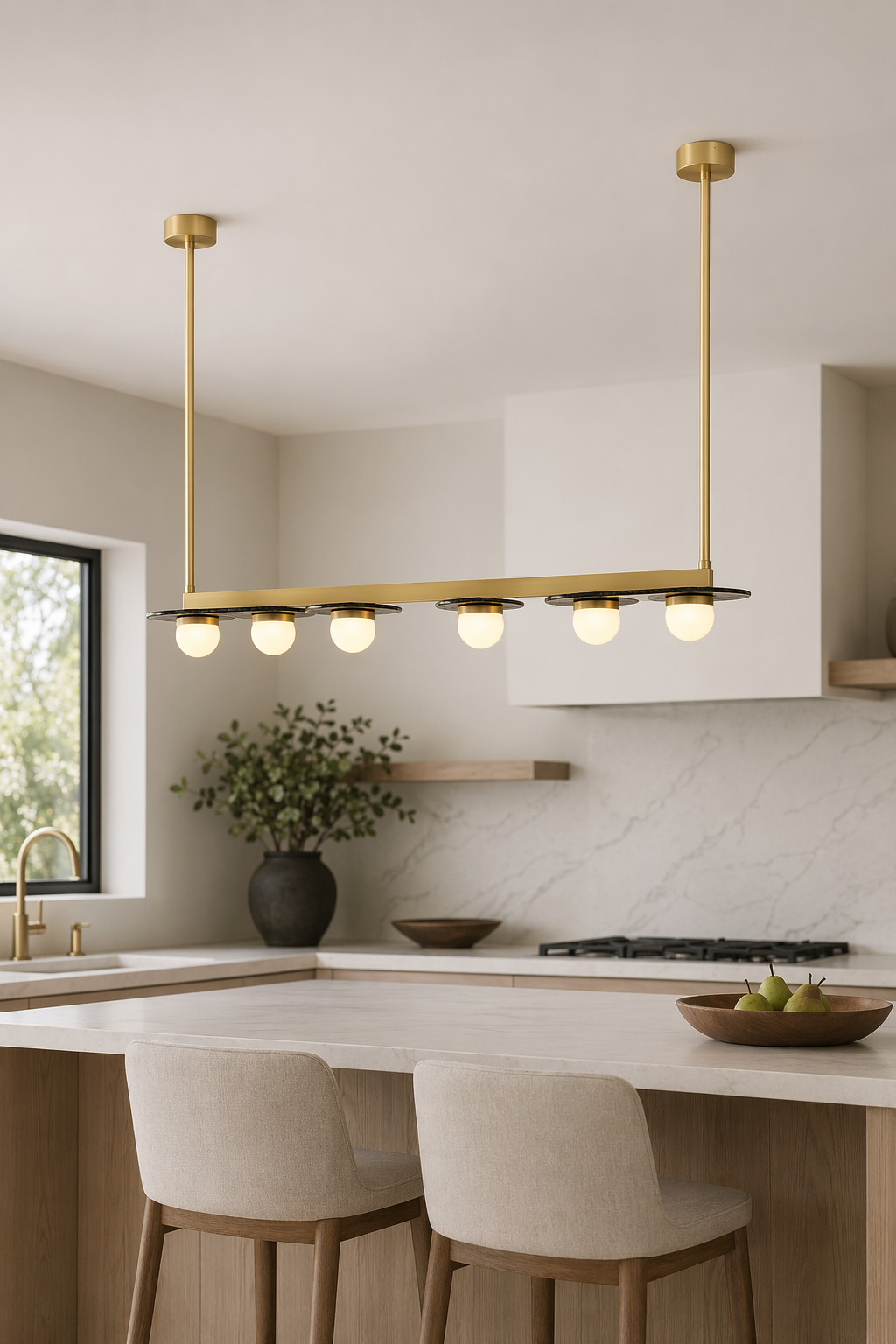 Modern Linear Glass Globe Chandelier - generated main 06 06-close-room-angle
