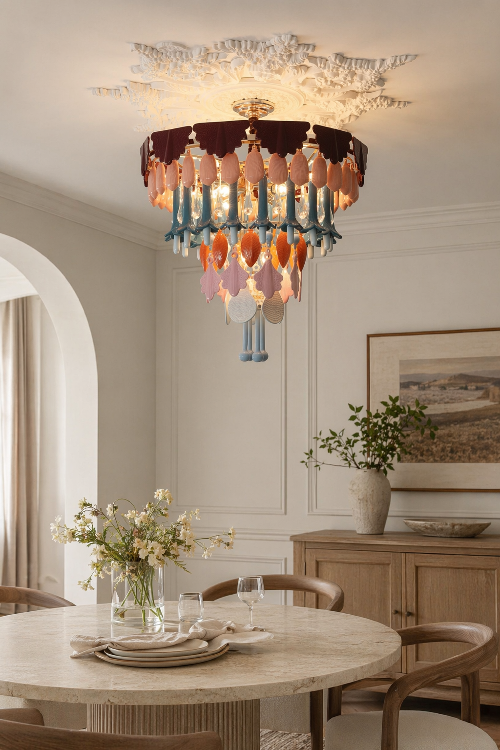 Colorful Ceramic Lily of the Valley Chandelier - 06 06-dining-room-close-daylight