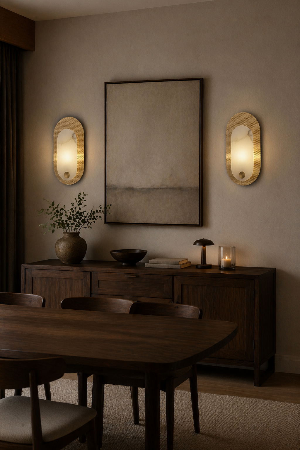 Modern Alabaster Oval Wall Sconce in Matte Gold - product image 02