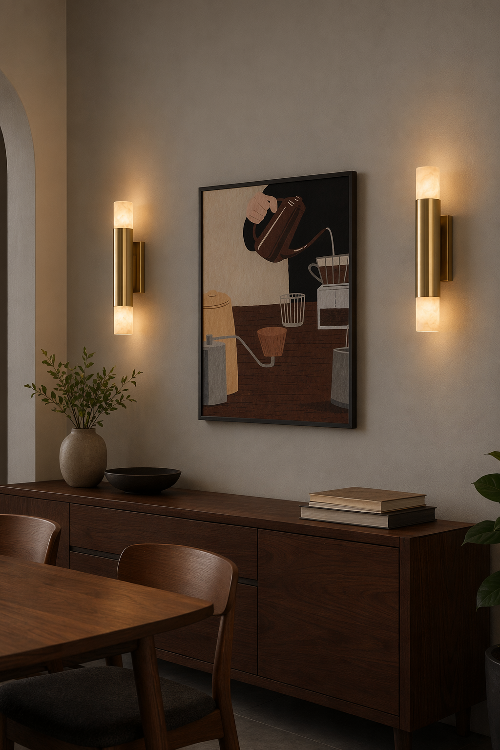 Modern Alabaster Slim Cylinder Wall Sconce - product image 05