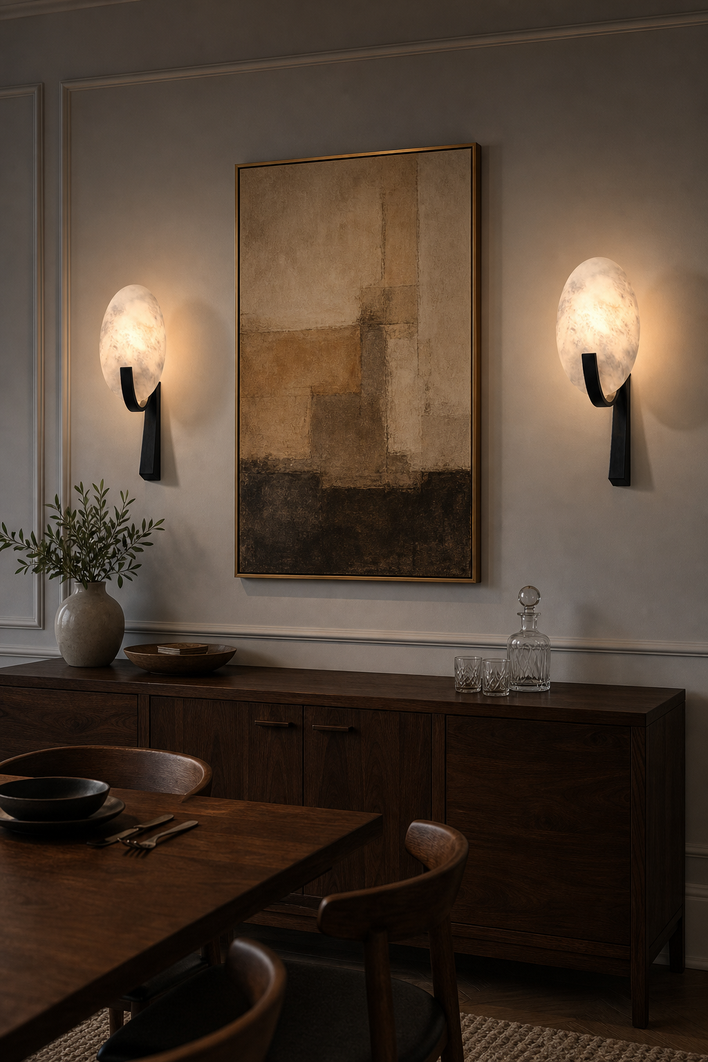 Modern Alabaster Oval Stem Wall Sconce - product image 02