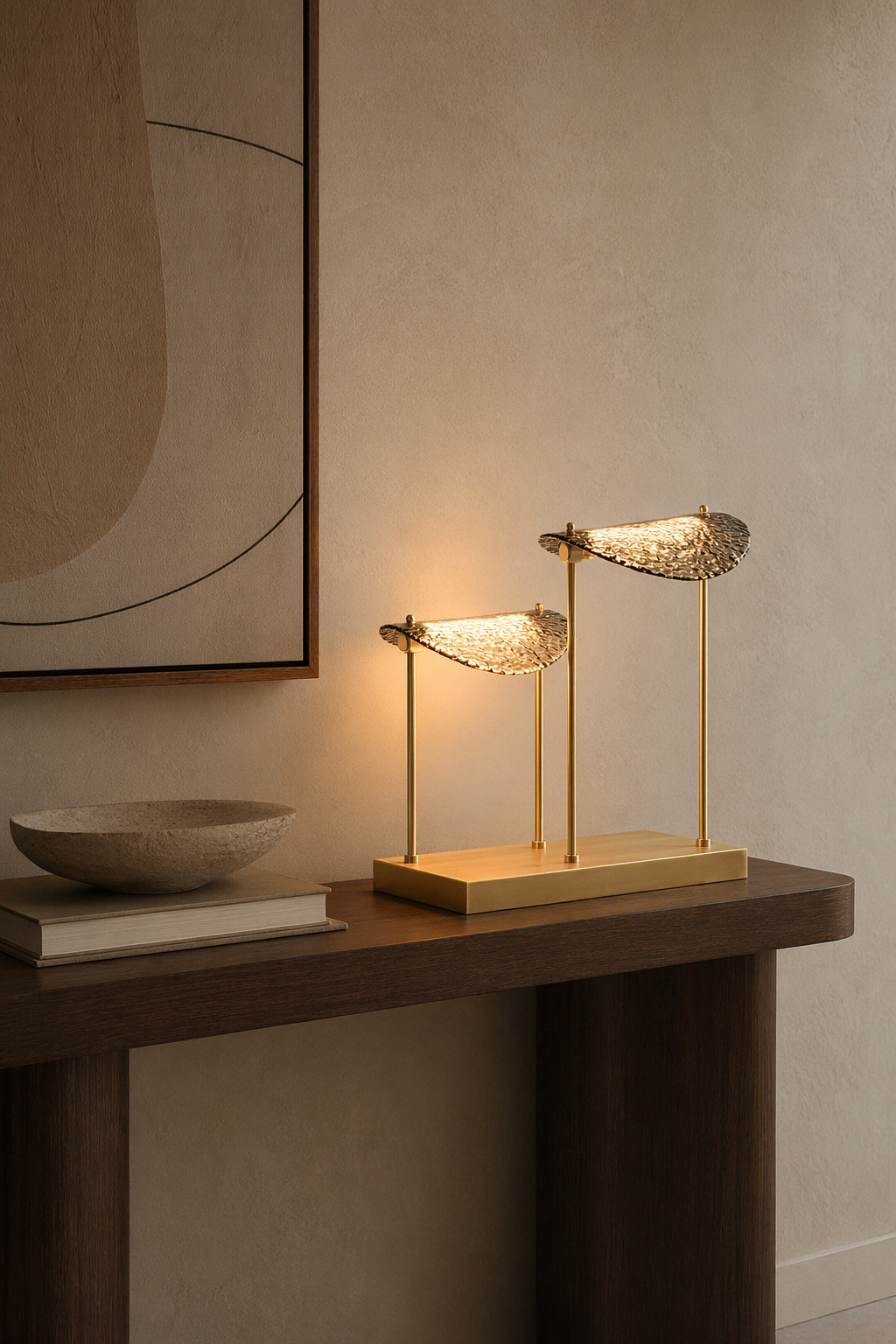 Modern Smoked Glass Brass Table and Floor Lamp - 06 06-entry-console-table-lamp