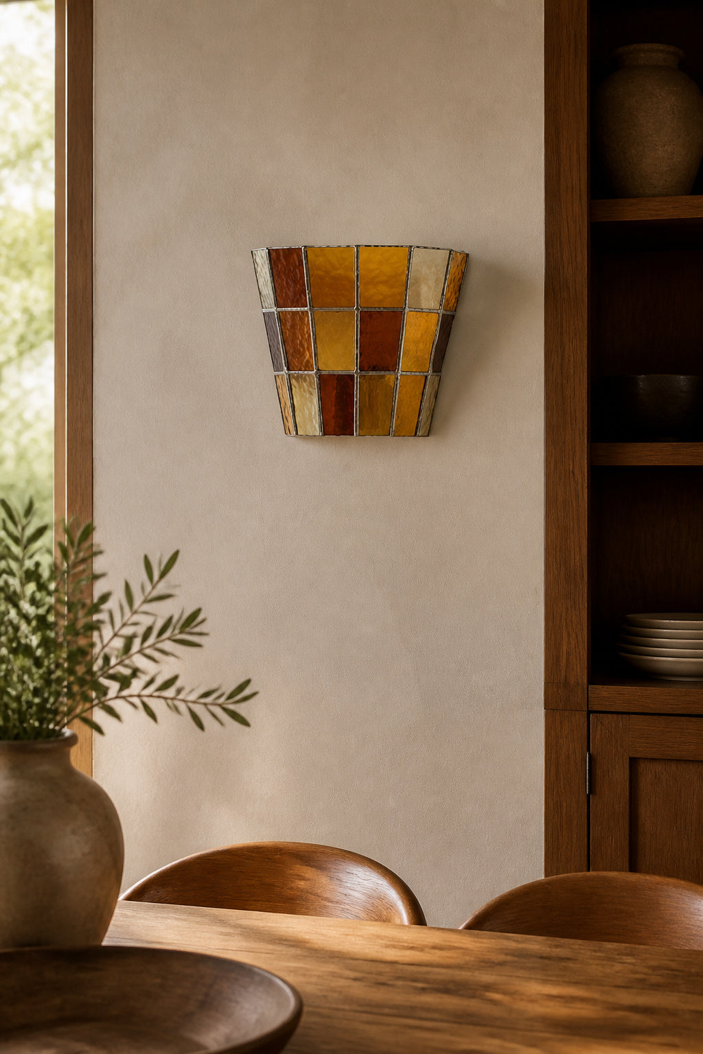 Textured Glass Flush-Mount Wall Sconce — flush orange dining daylight