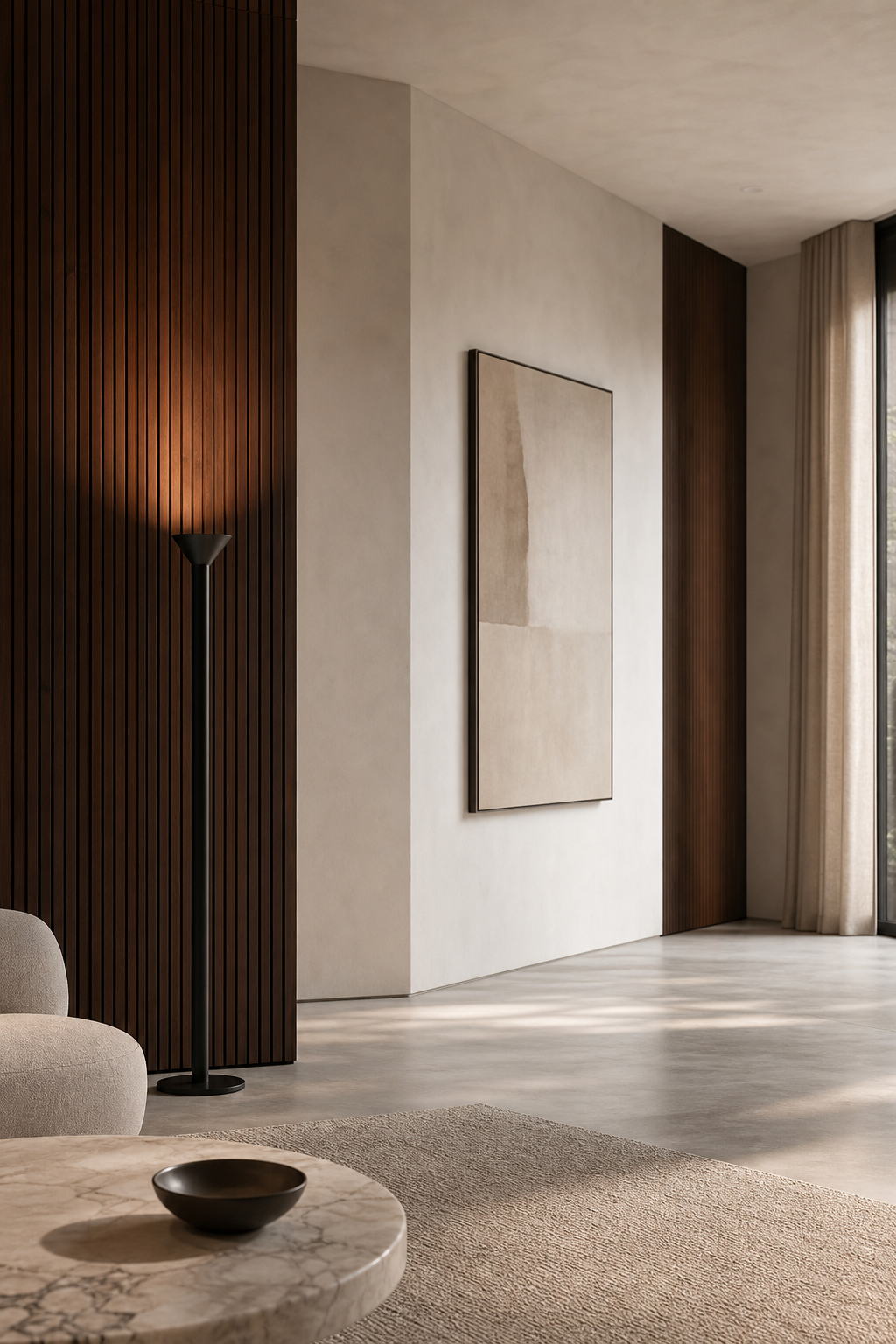 Minimalist Cone LED Floor Lamp styled in a designer interior, view 6