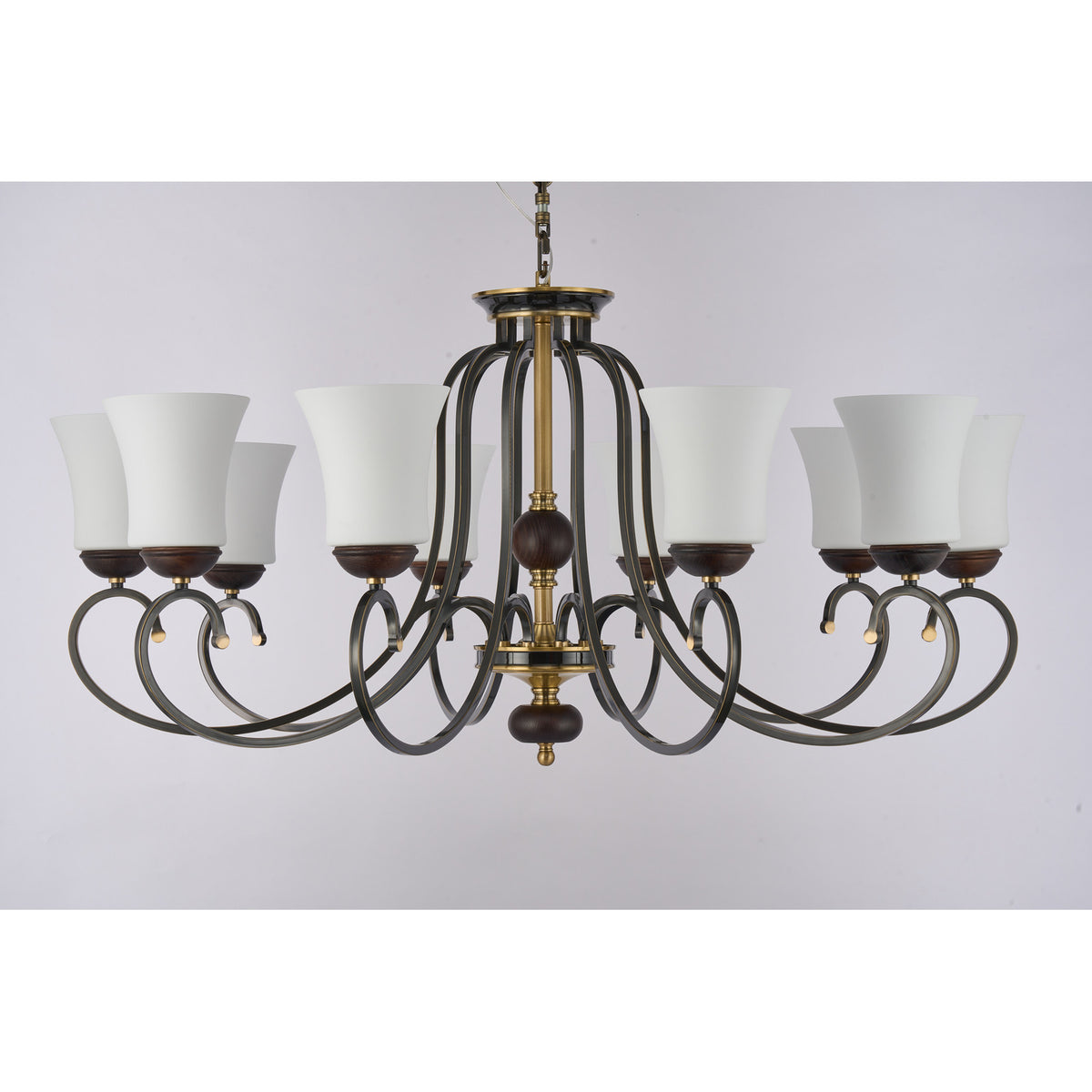 Supplier real photograph of the Haverford ten-light chandelier complete front view