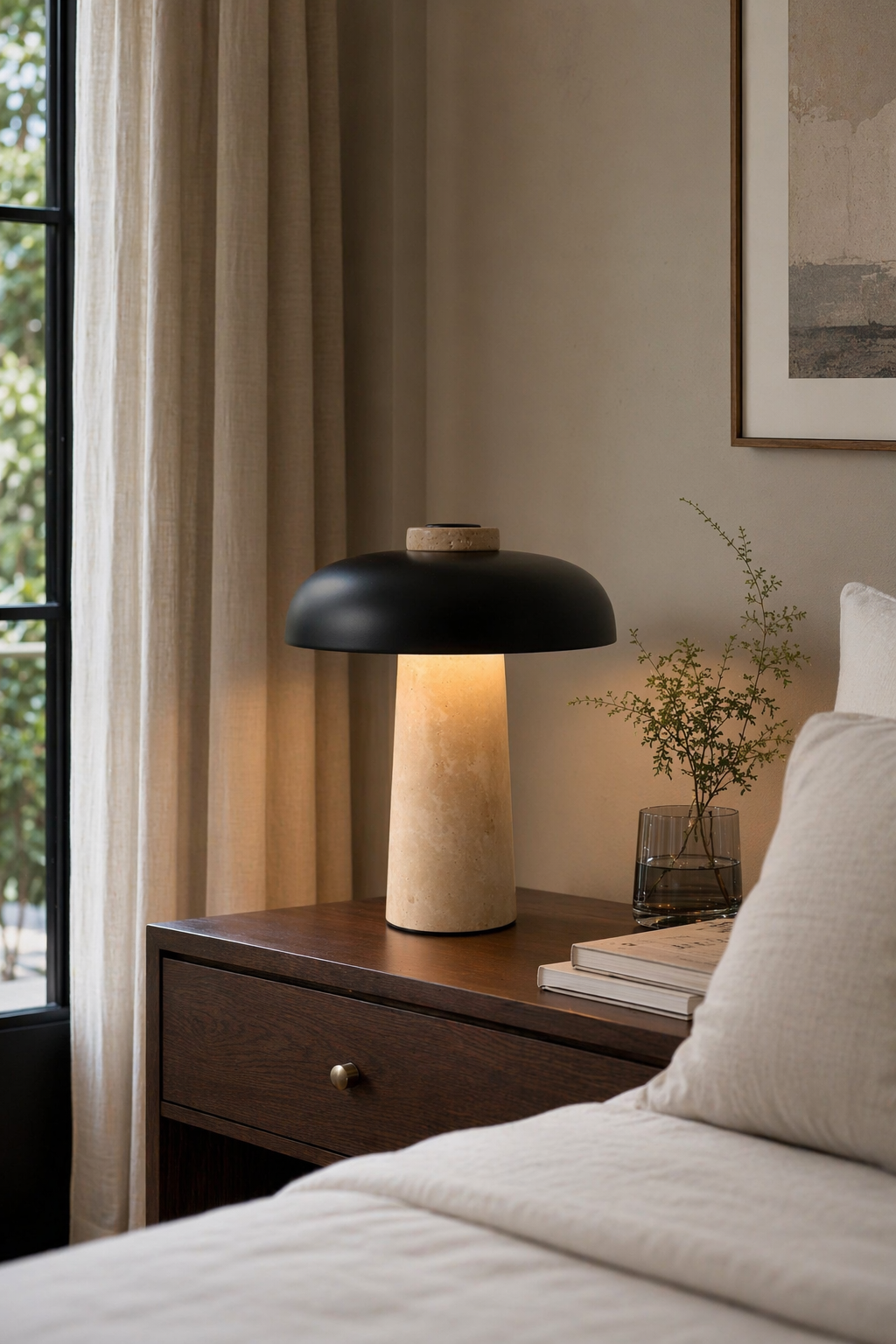 Modern Black Marble LED Table Lamp - 06 06-hotel-nightstand-wide
