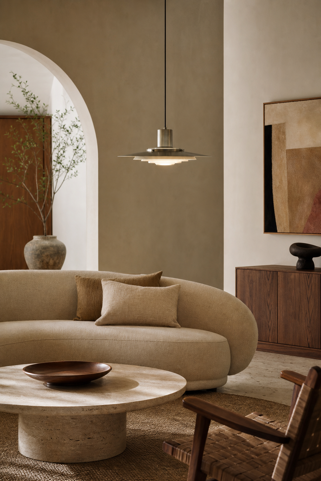 Layered Brushed Metal Pendant Light living wide