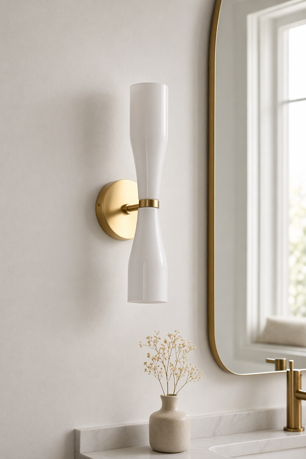 Modern Milky Glass Hourglass Wall Sconce - generated main 06 06-mirror-vanity-wall