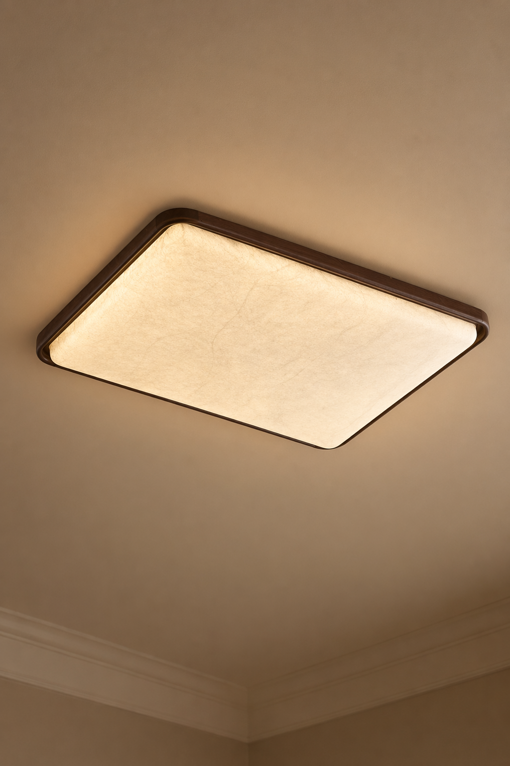 Modern Mulberry Silk Geometric Ceiling Light in Walnut and White - product image 11