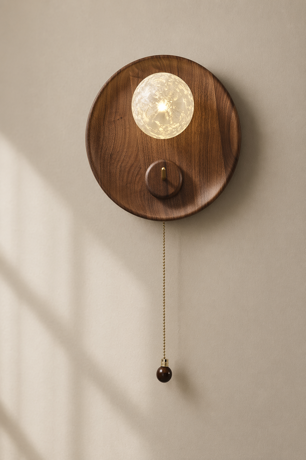 Modern Wood Disc Wall Sconce - generated workflow 06 06-product-front-wall-daylight