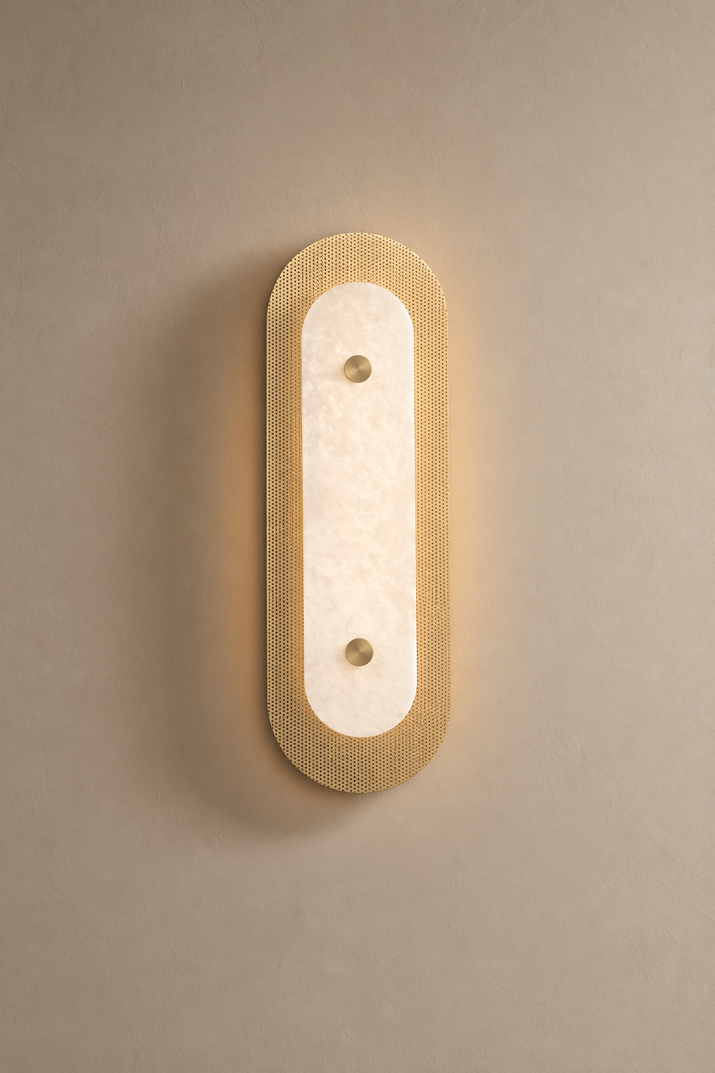 Modern Brass Marble Oval LED Wall Sconce - 06 06-product-front-wall