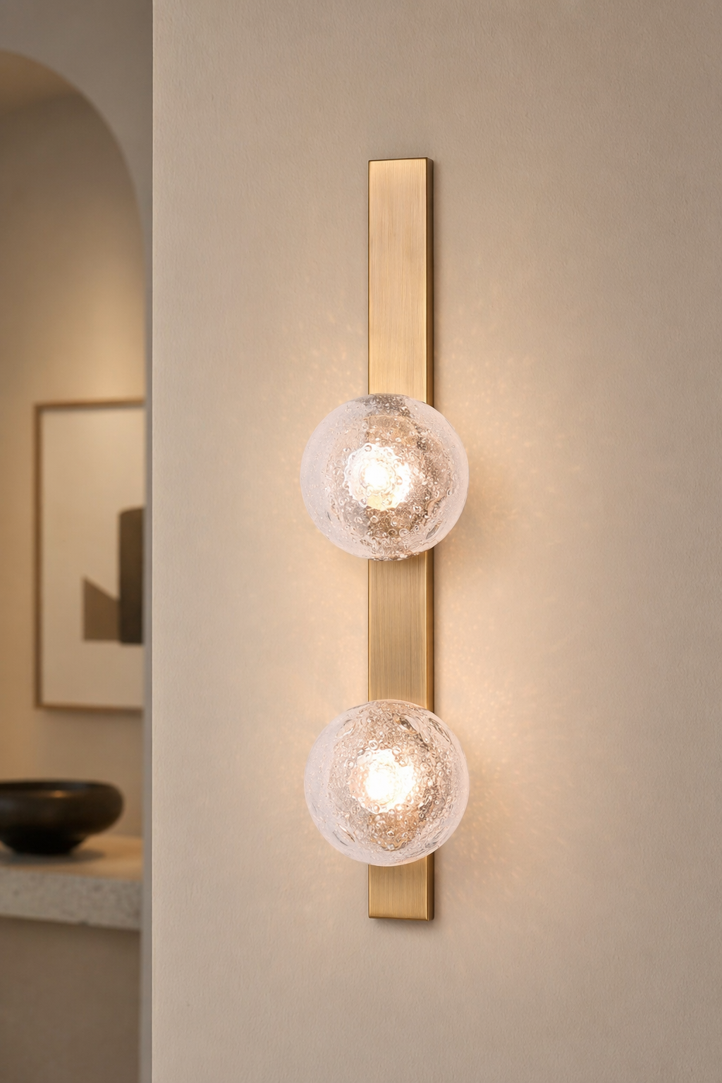 Modern Glass Globe Wall Sconce in Antique Brass - product image 13