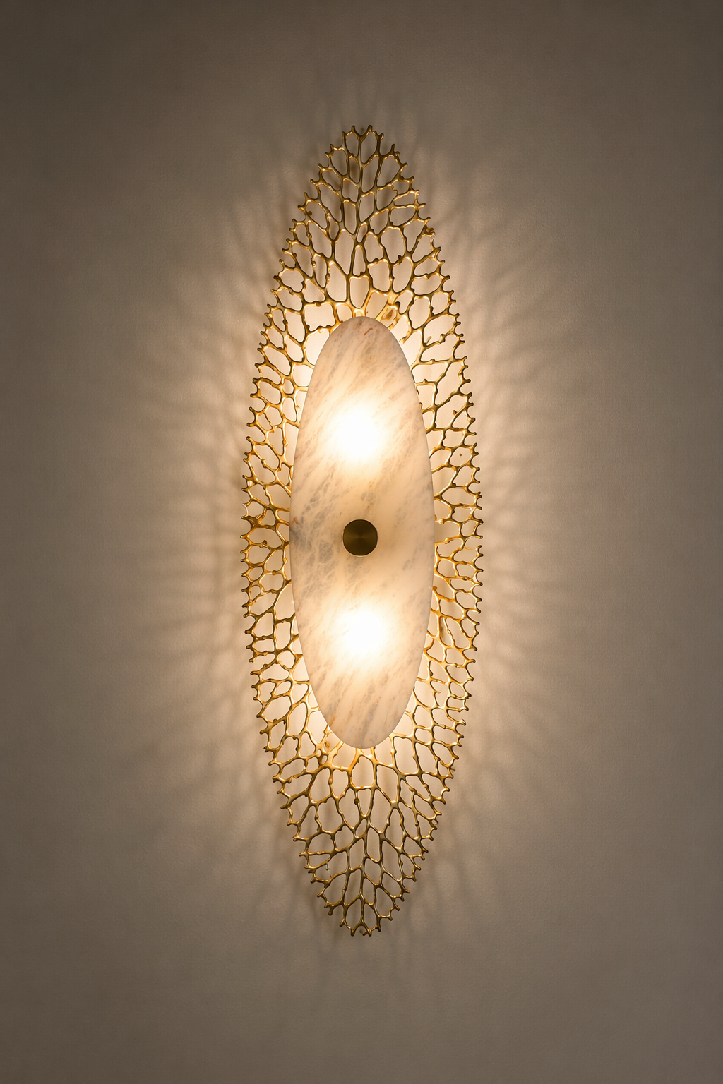 Modern Alabaster Coral Wall Sconce in Natural Brass - product image 07