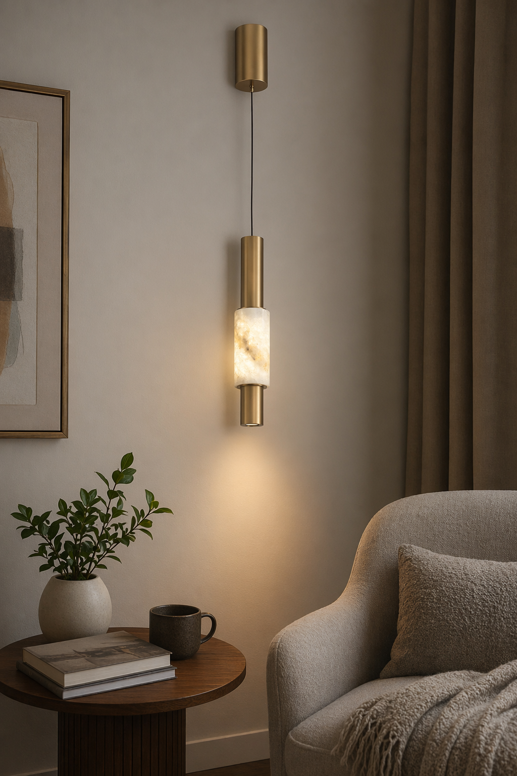 Modern Crystal Cylinder Pendant Light - generated main 06 06-reading-corner
