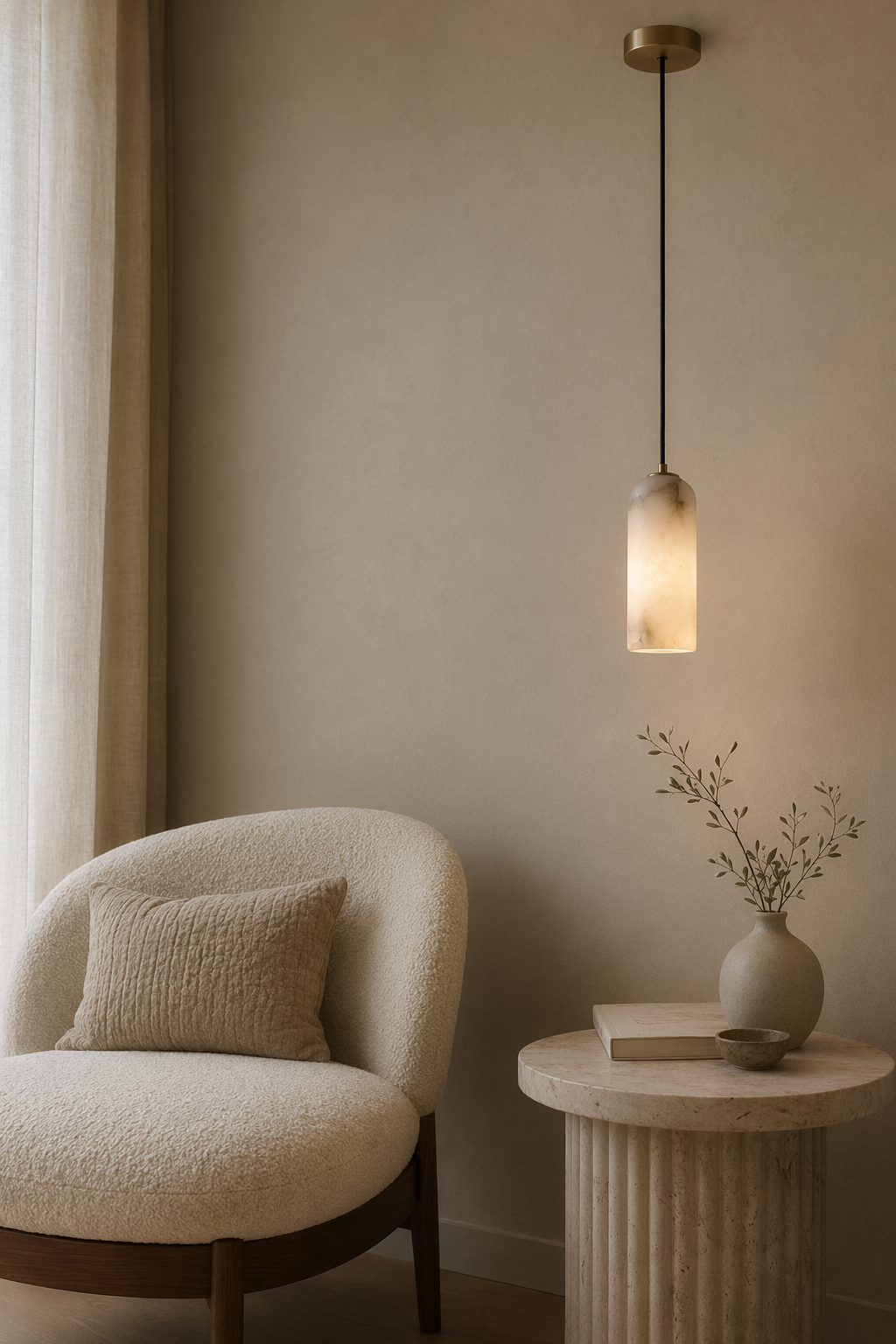 Modern Brass Marble Cylinder Pendant Light - 06 06-reading-corner