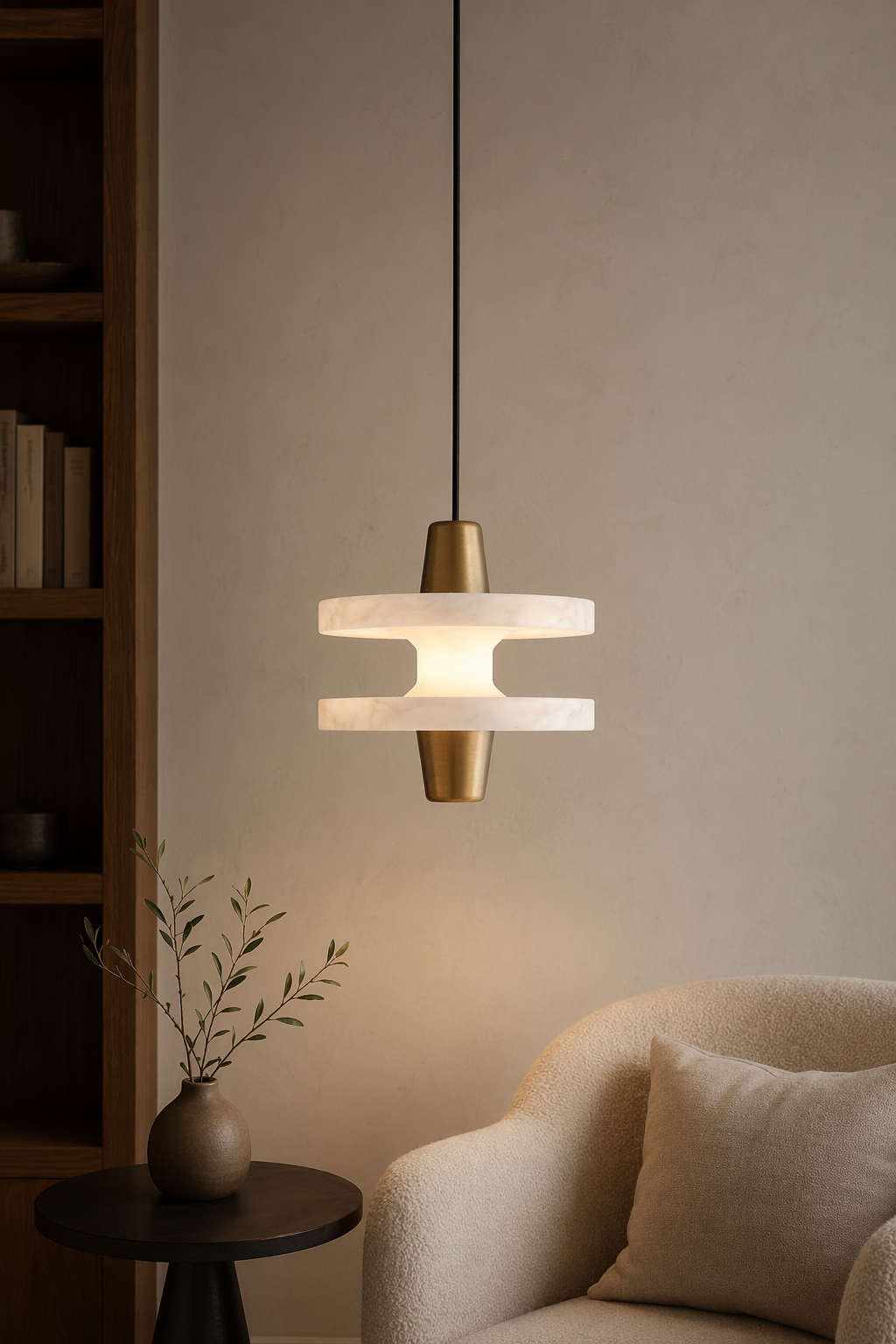 Modern Alabaster Disc Pendant Light - product image 06