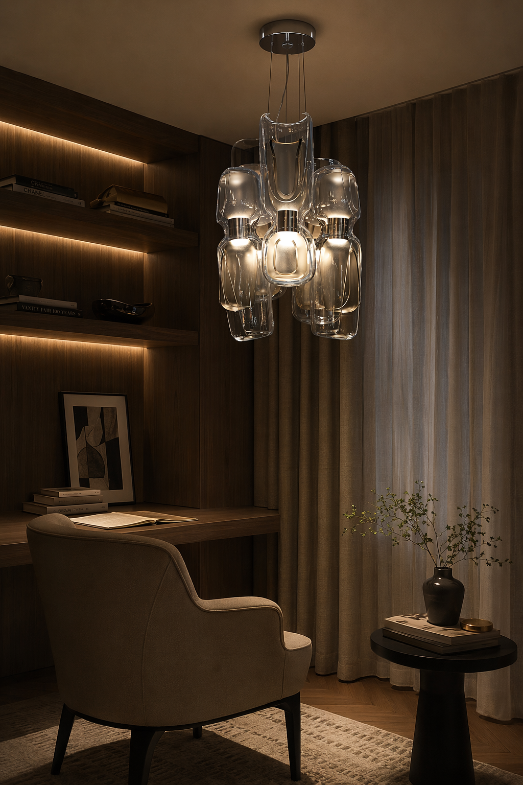 Modern Glass Petal Cluster Chandelier - generated main 06 06-reading-or-study