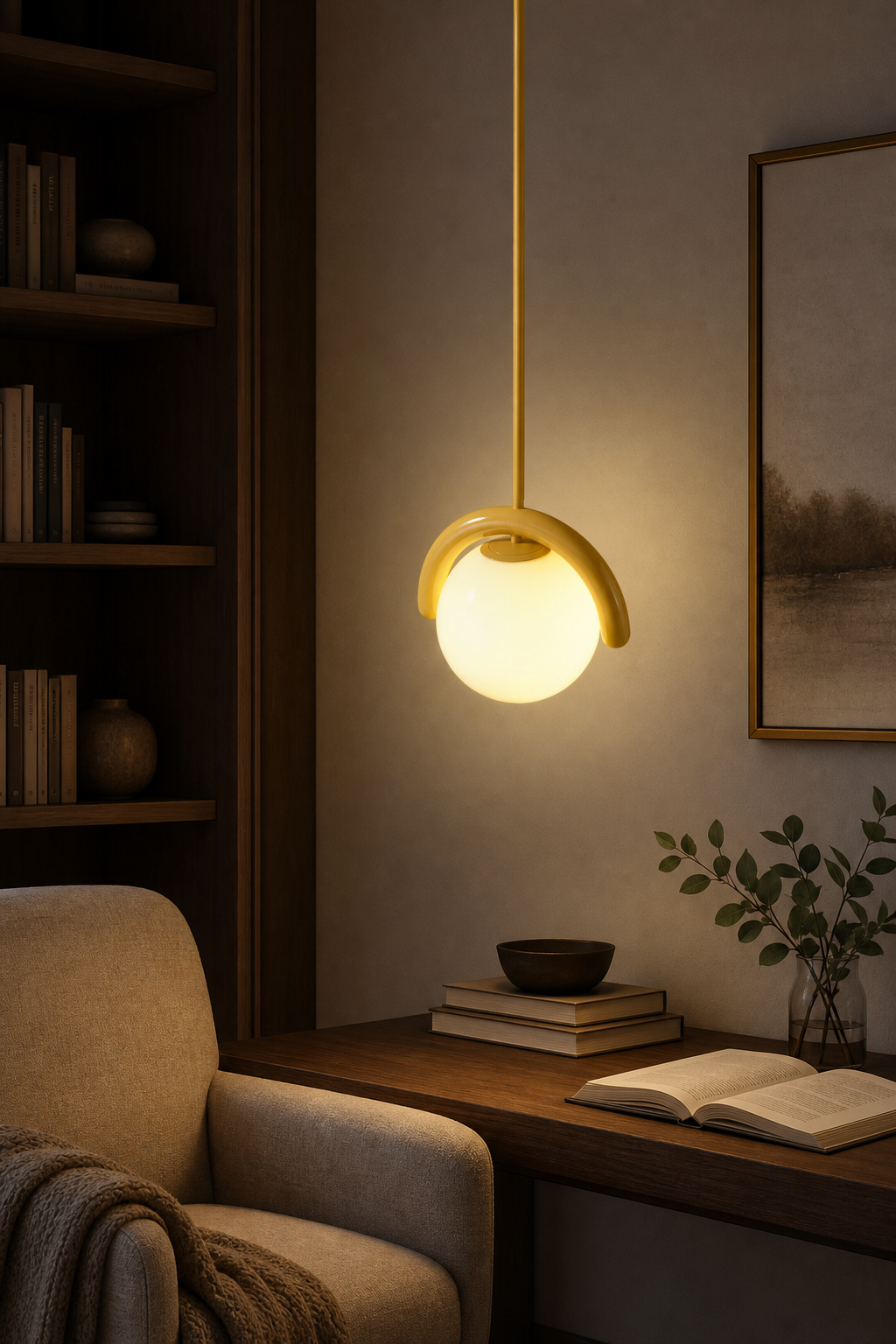 Modern Gold Globe Pendant Light - generated main 06 06-reading-or-study