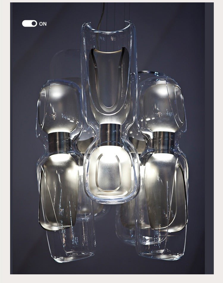 Modern Glass Petal Cluster Chandelier - 17 06-real-detail-1