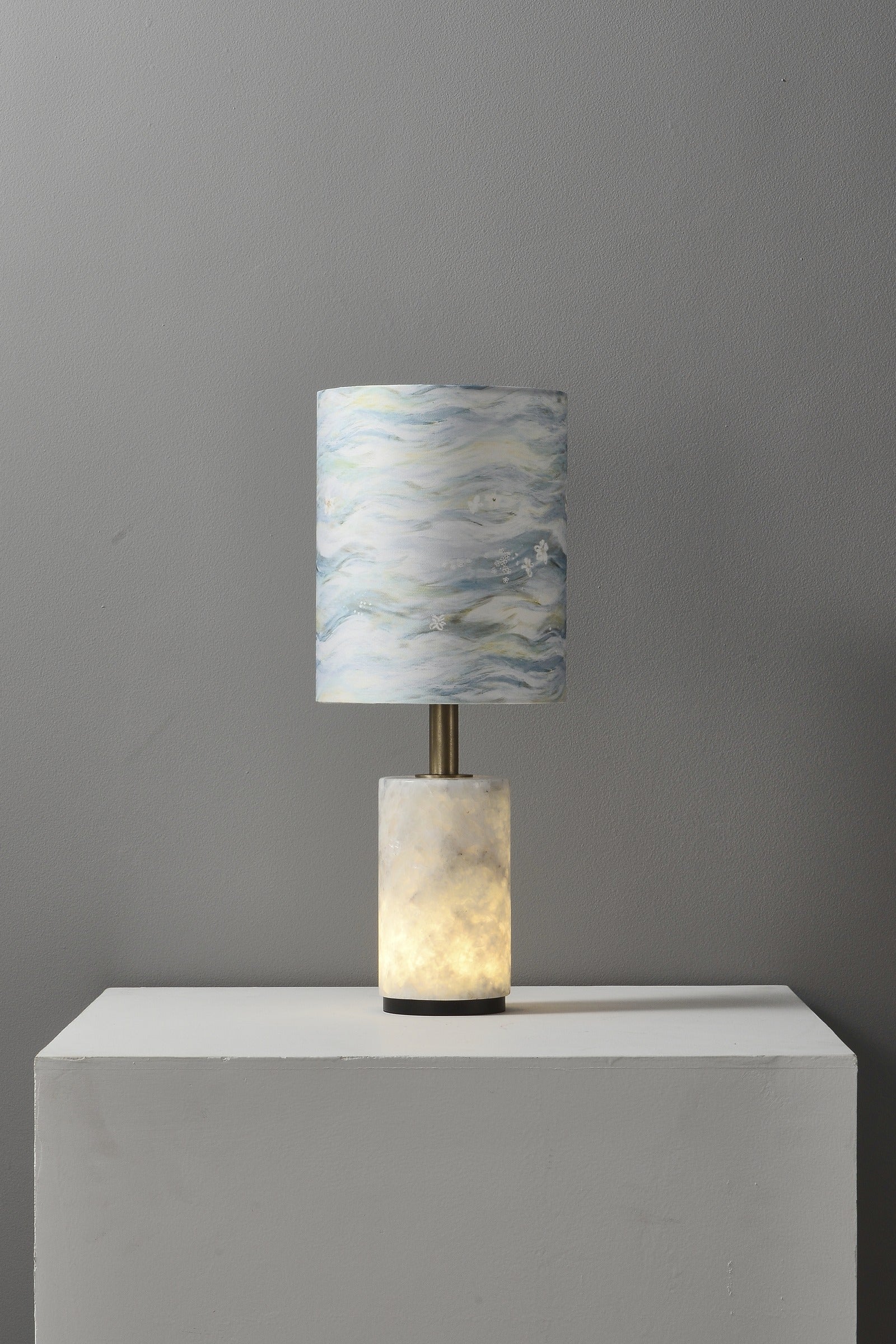 Modern Natural Stone Fabric Shade Table Lamp - 06 06-real-detail-2