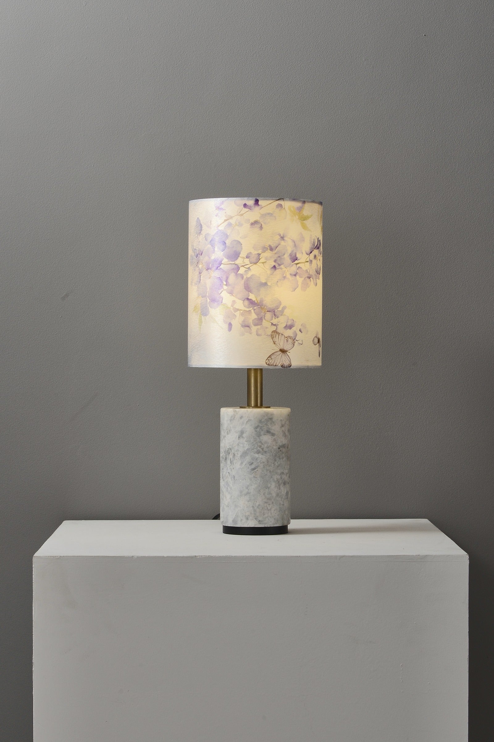 Modern Purple Floral Fabric Shade Table Lamp - 06 06-real-detail-3