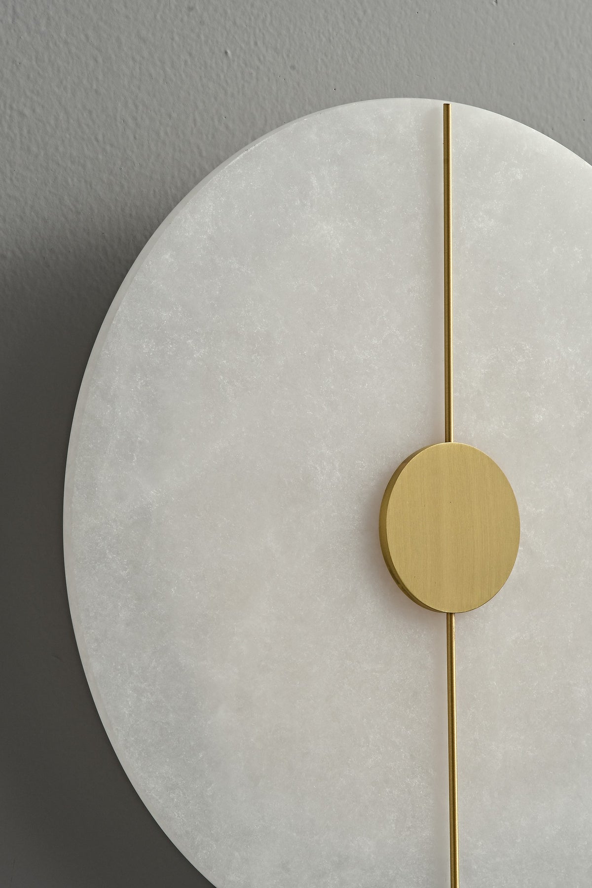 Modern Snowflake Alabaster Round Wall Sconce in Natural Brass - 06 06-real-detail-portrait