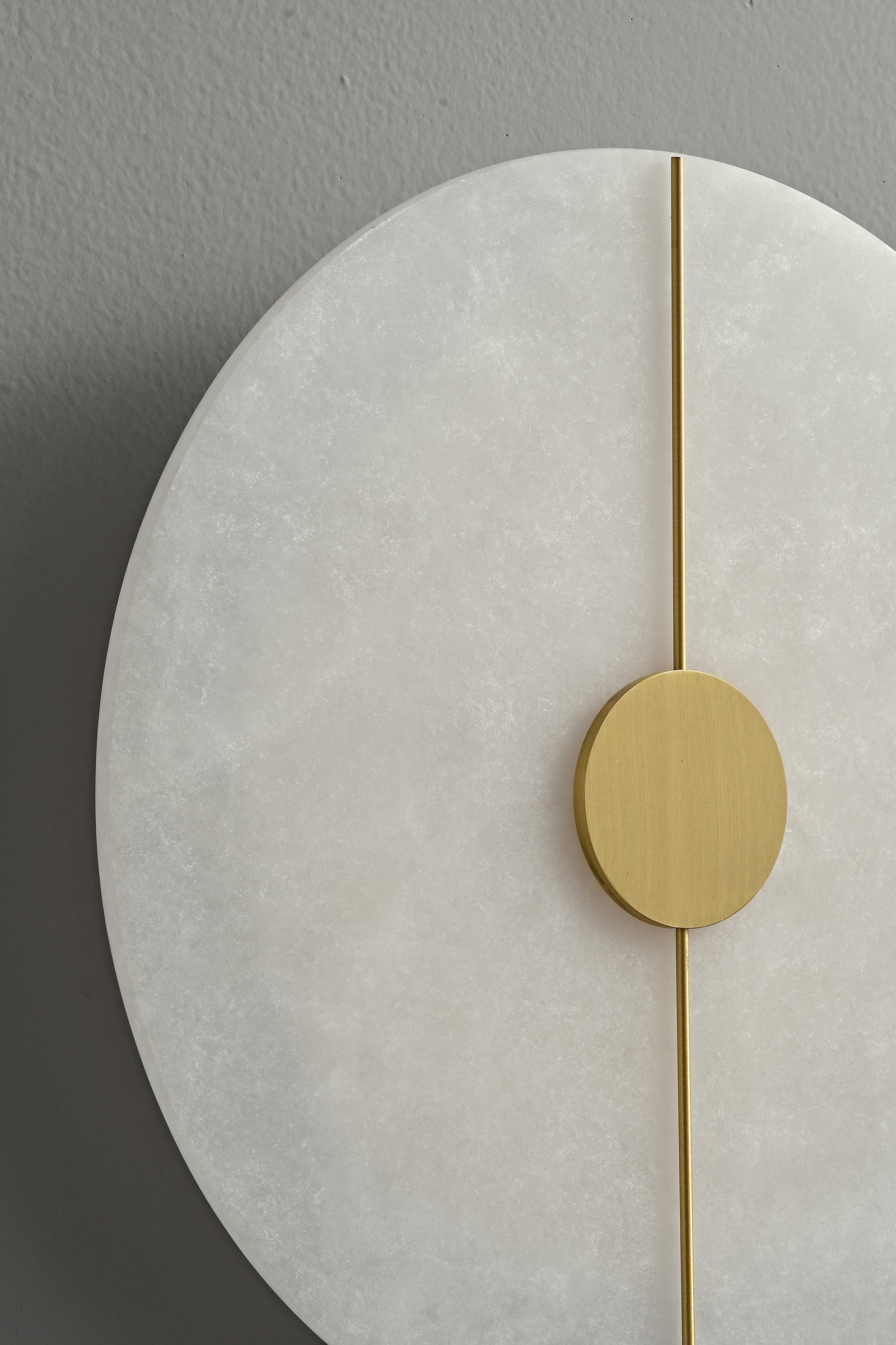 Modern Snowflake Alabaster Round Wall Sconce in Natural Brass - 06 06-real-detail-portrait