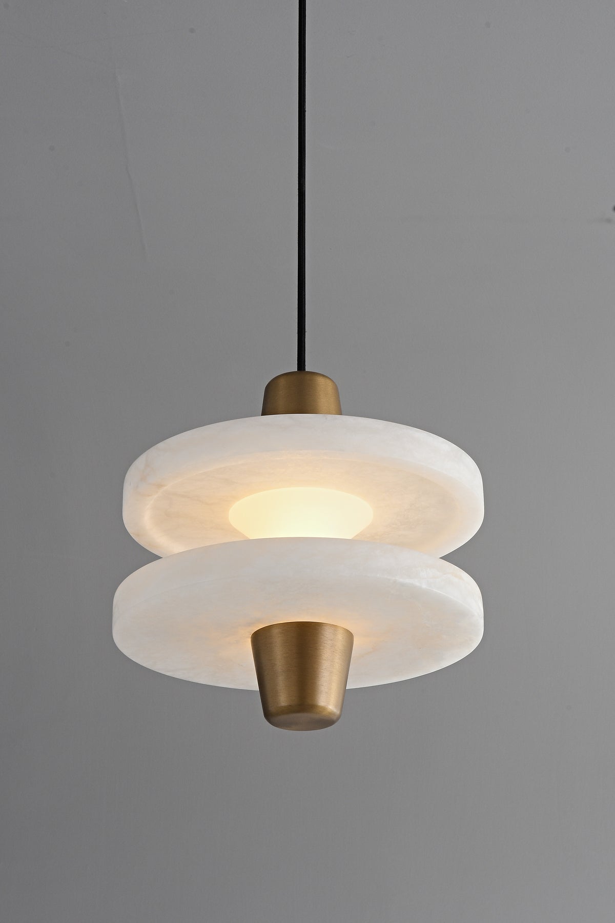Modern Alabaster Disc Pendant Light - 06 06-real-front-glow