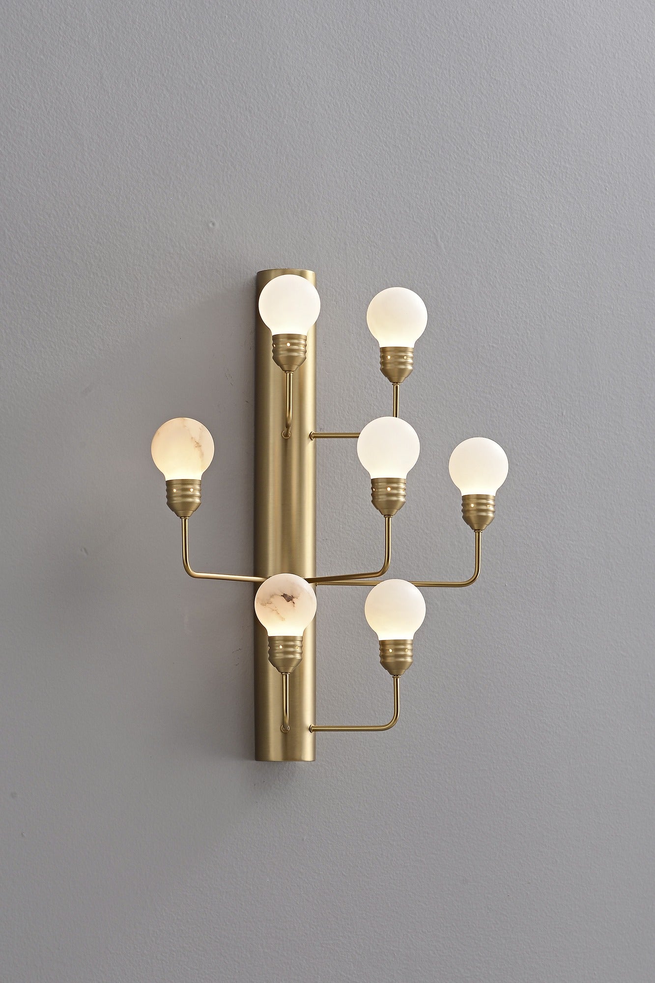 Modern Spanish Alabaster Wall Sconce in Natural Brass - 06 real photo 2