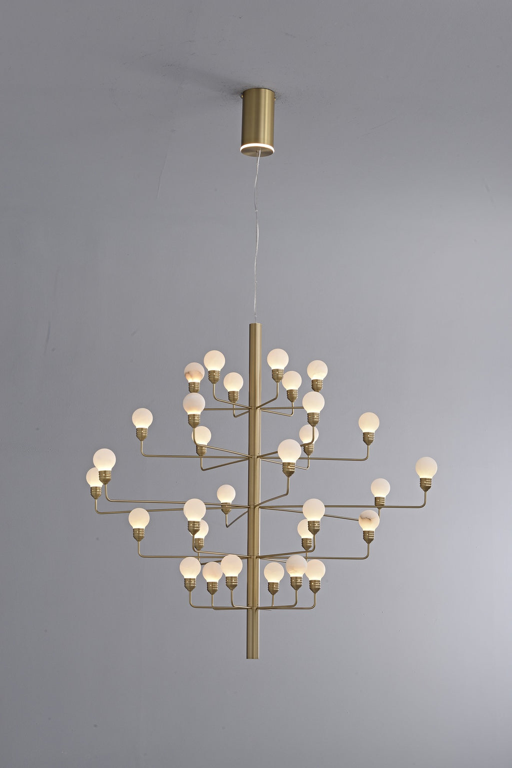 Modern Spanish Alabaster Branch Chandelier in Natural Brass - 06 real photo 2