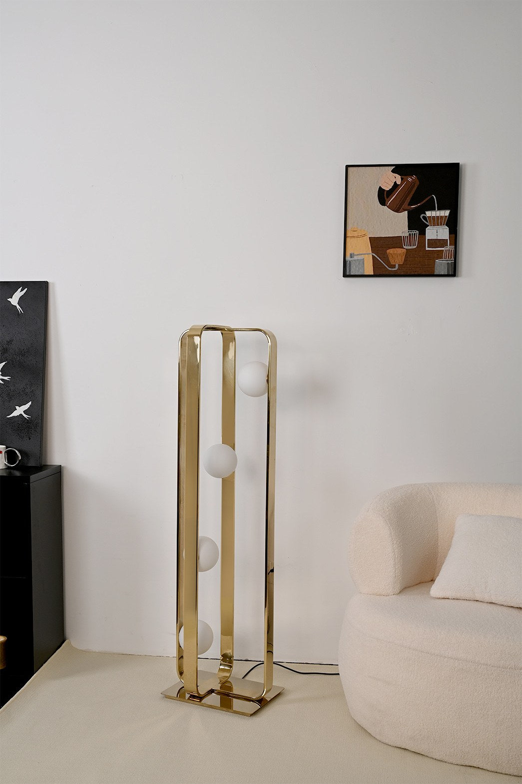 Modern Champagne Gold Globe Floor Lamp - 06 06-real-shot-champagne-gold-globe-floor-lamp-lit