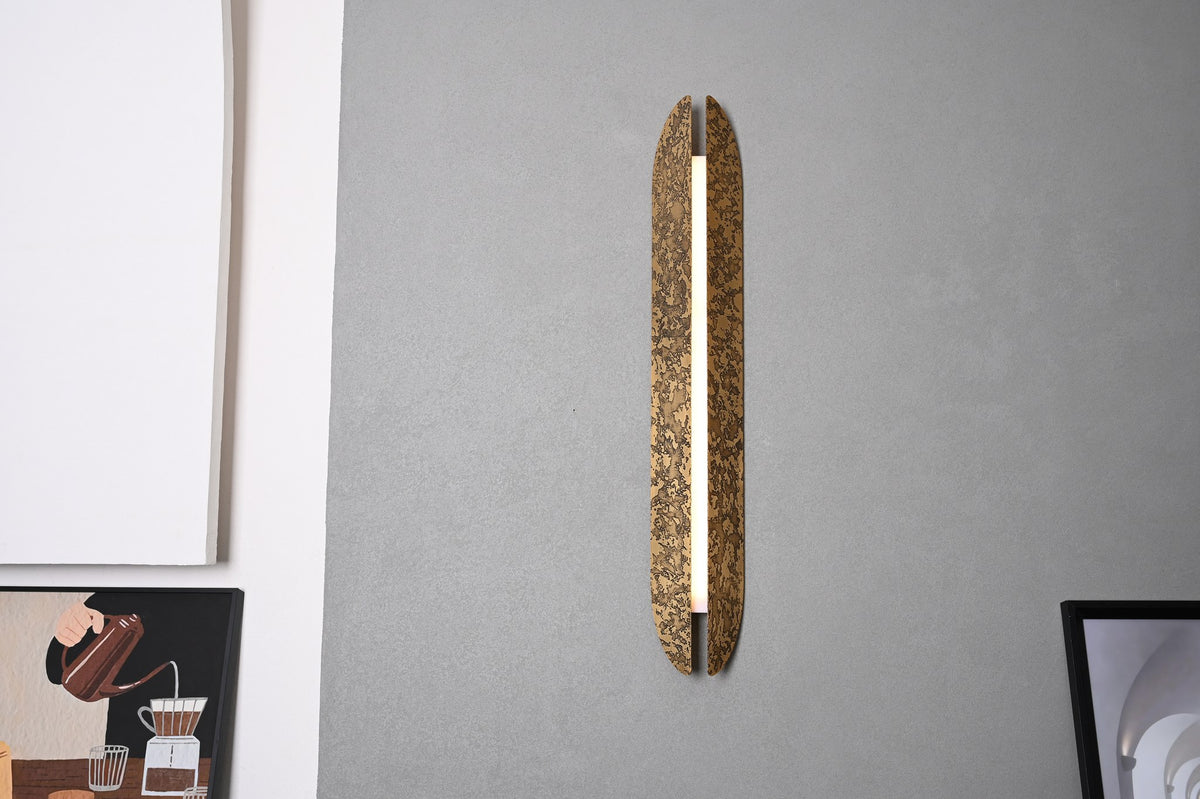 Modern Etched Brass Linear Wall Sconce in Antique Brass - 06 06-real-shot-etched-antique-brass-linear-wall-sconce-side