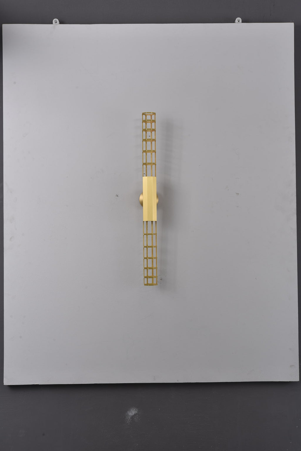 Modern Natural Brass Linear LED Wall Sconce - 06 06-real-shot-natural-brass-linear-led-wall-sconce-unlit-front