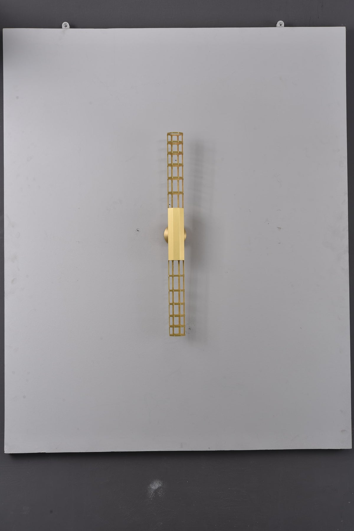 Modern Natural Brass Linear LED Wall Sconce - 06 06-real-shot-natural-brass-linear-led-wall-sconce-unlit-front