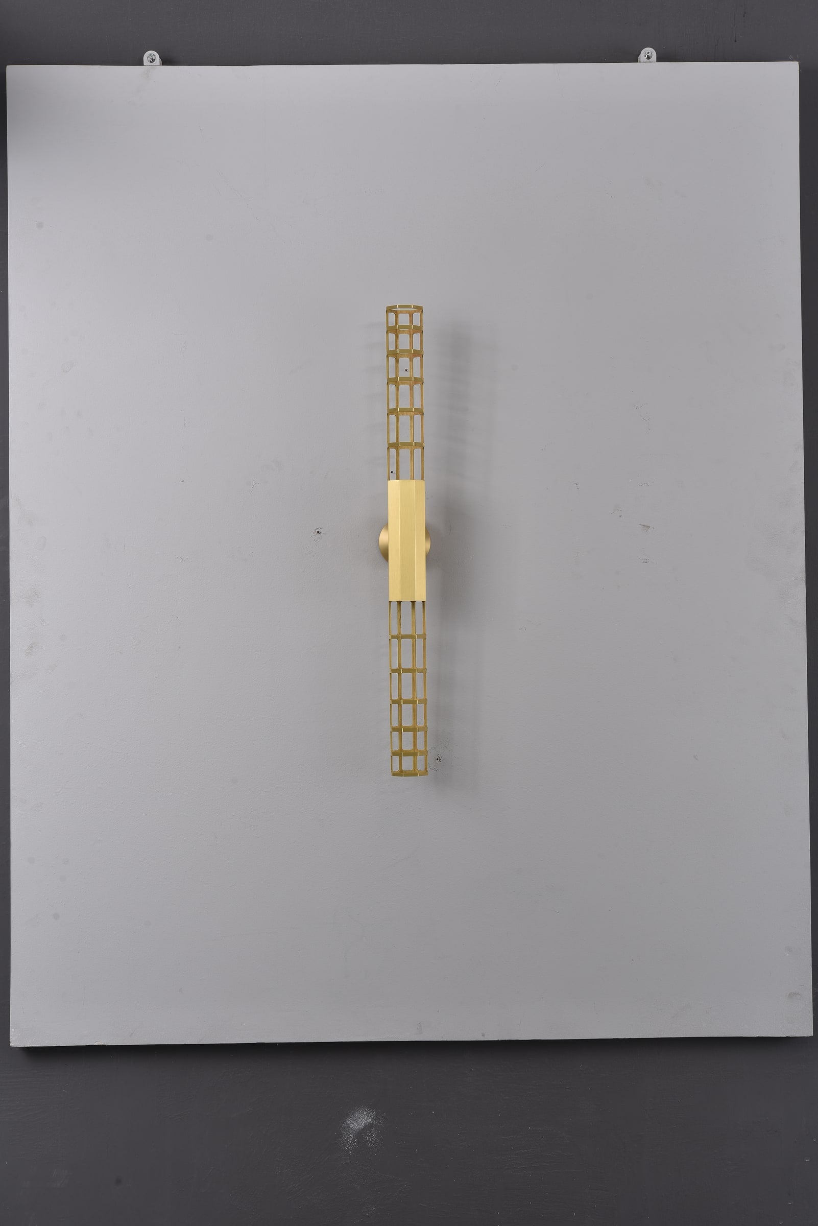 Modern Natural Brass Linear LED Wall Sconce - 06 06-real-shot-natural-brass-linear-led-wall-sconce-unlit-front