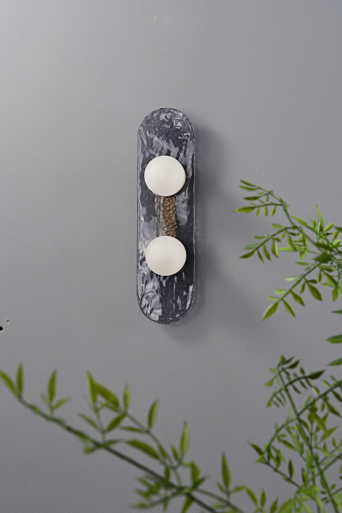 Modern Smoky Glass Linear Wall Sconce - 06 06-real-shot-smoky-glass-linear-wall-sconce-two-light