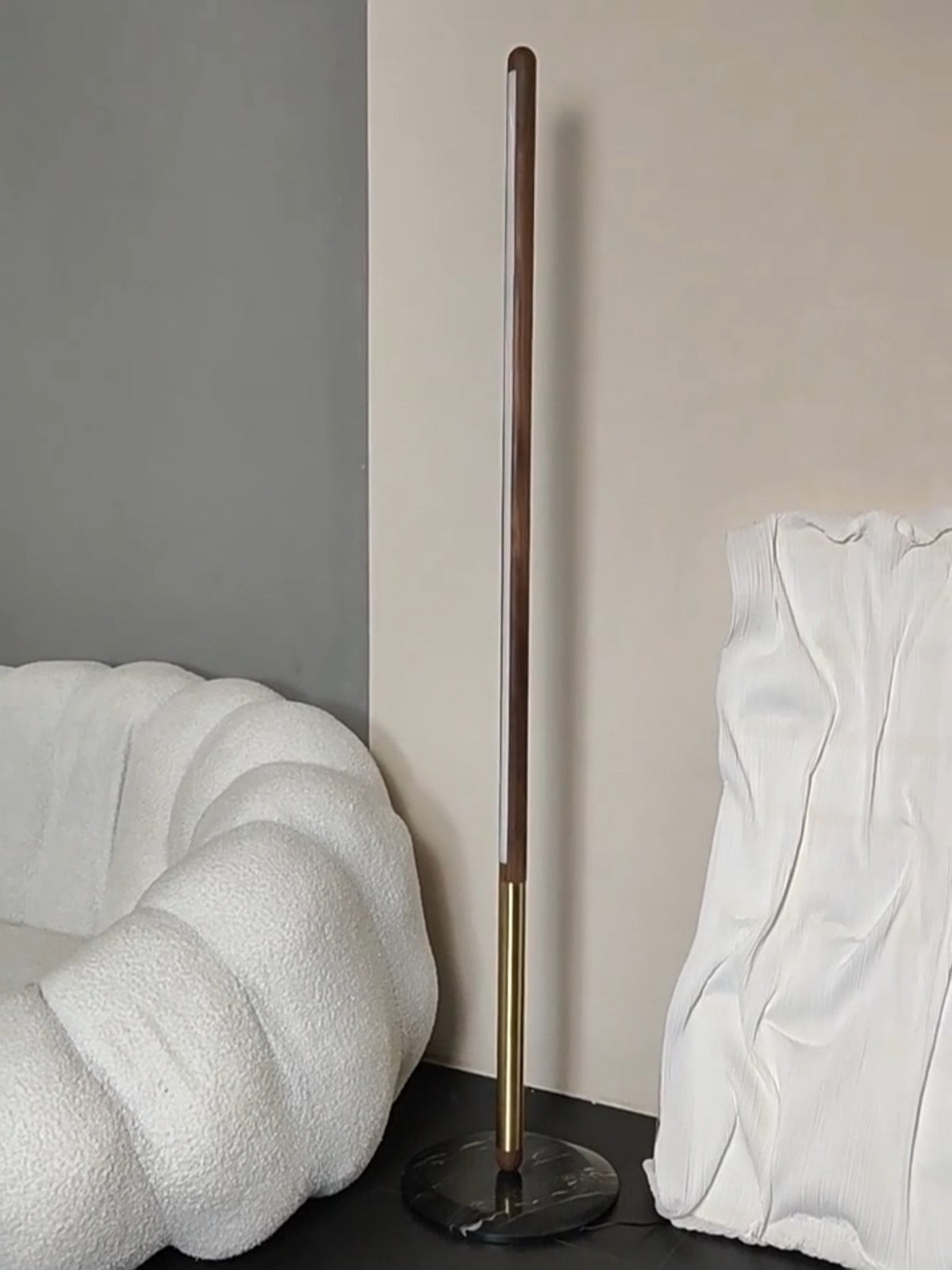 Modern Walnut LED Floor Lamp with Marble Base - 06 06-real-shot-walnut-led-floor-lamp-front