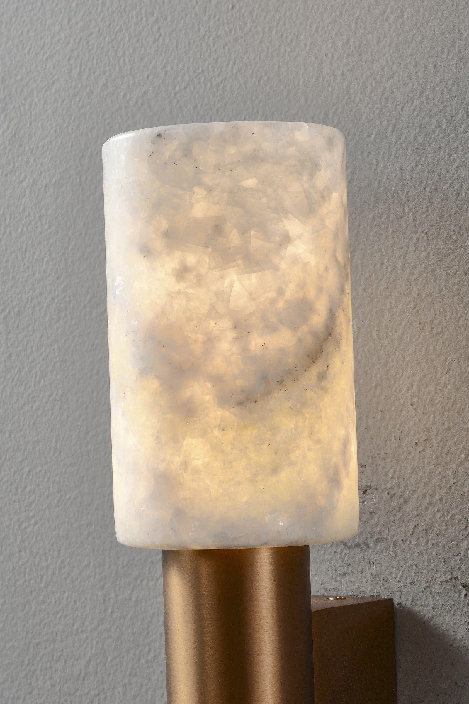 Modern Natural Stone Cylinder Wall Sconce - 06 06-real-side-brushed-gold-wall-sconce