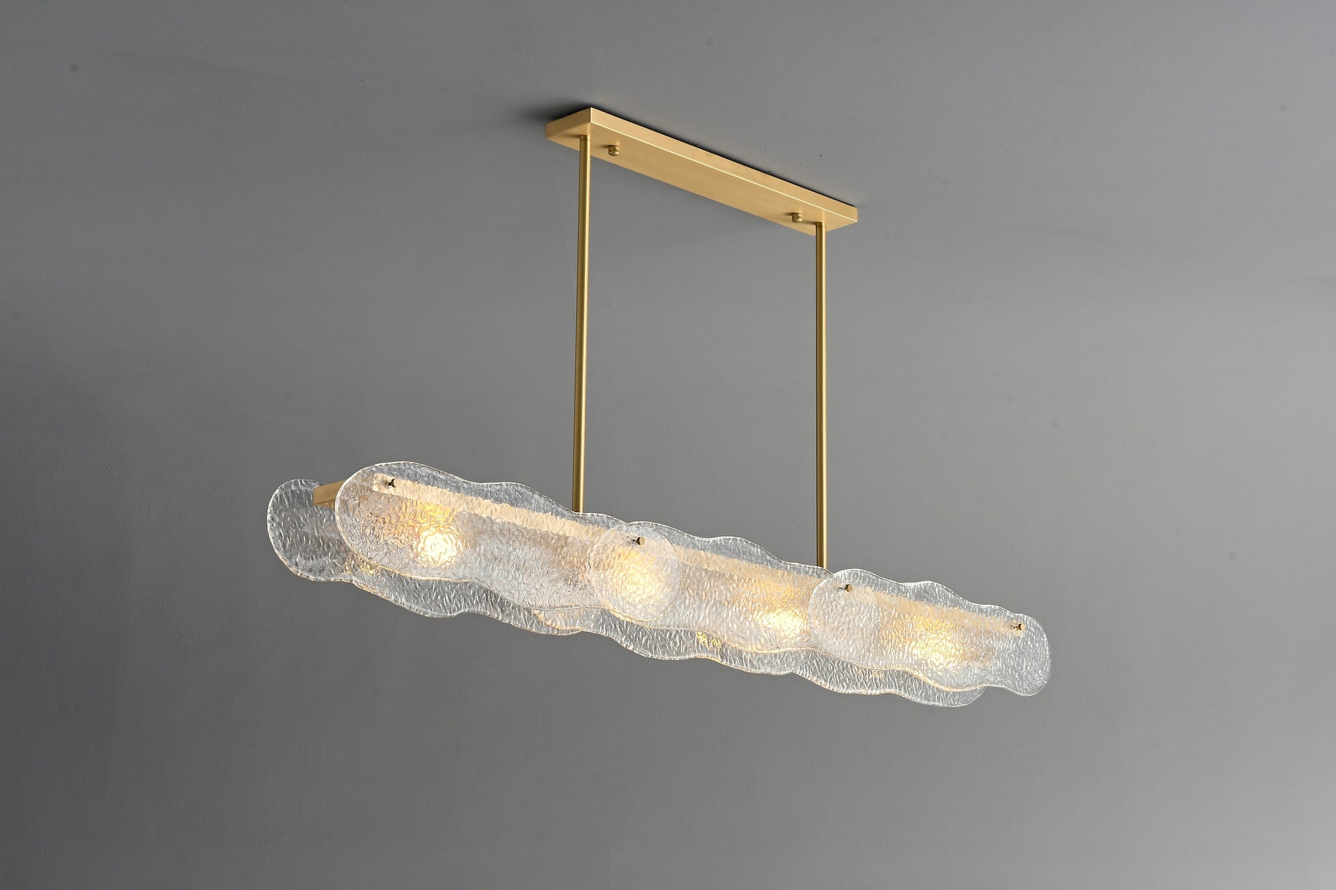 Modern Textured Glass Linear Island Chandelier - 17 06-real-side-linear-glass-chandelier