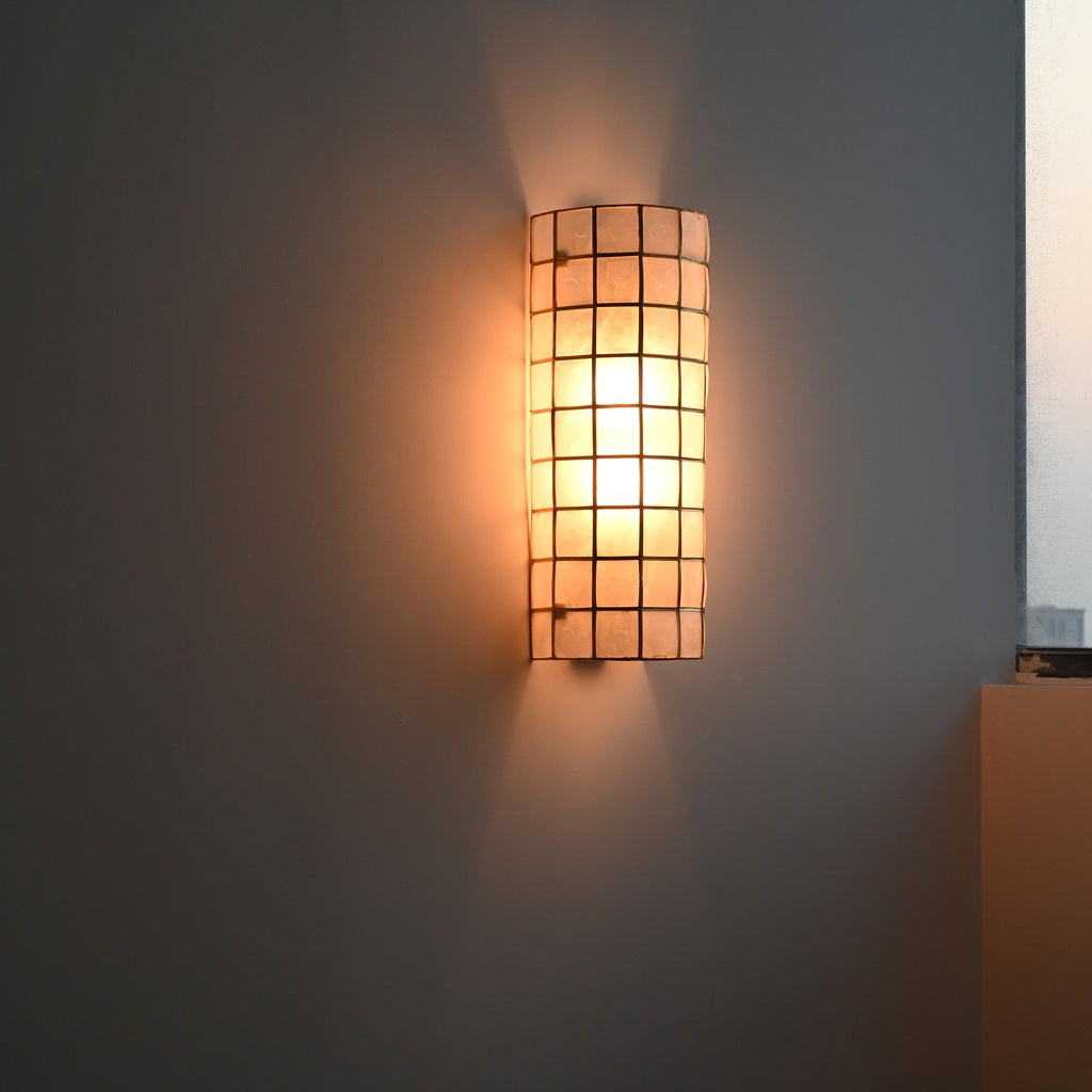 Modern Capiz Shell Mosaic Wall Sconce - 22 06-real-square-DSC-8522