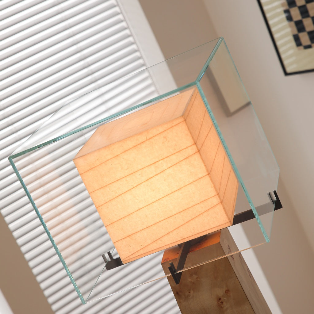 Modern Travertine Glass Shade Table and Floor Lamp - 10 06-real-square-F50A7842