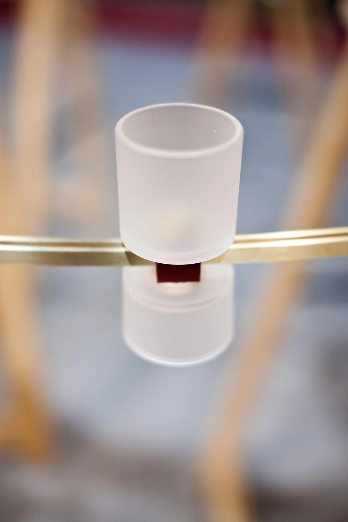 Close view of the Royal pendant diffuser joint and brushed copper rail